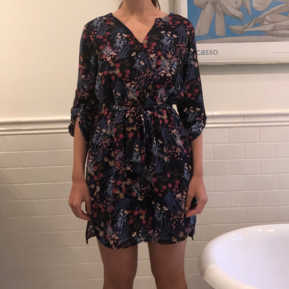 Floral tie front dress